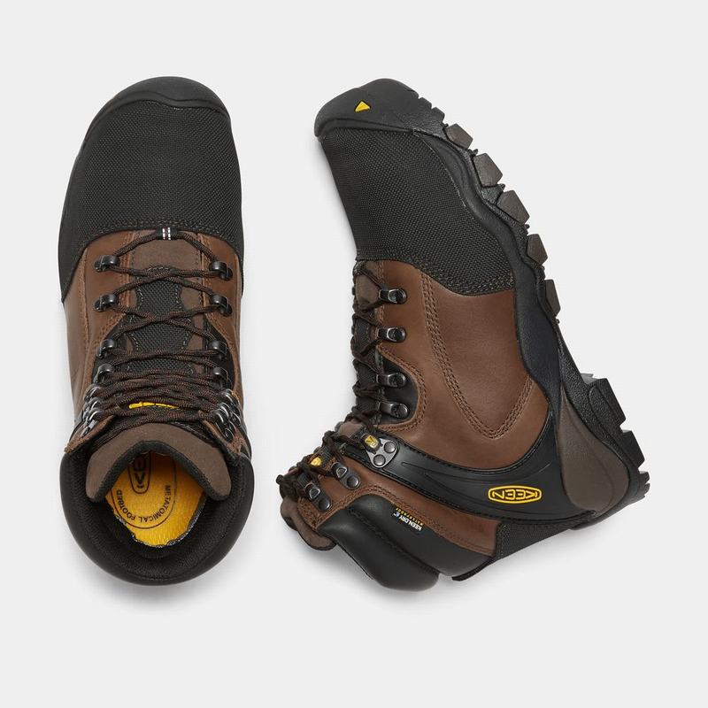 Keen Louisville 6" Met Steel Toe Mens Work Boots Brown/Black Stockists NZ (6157-KLBEO)